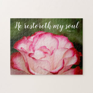 Rosa Variegated Ro Psalm 23:3 Scripture Pussel