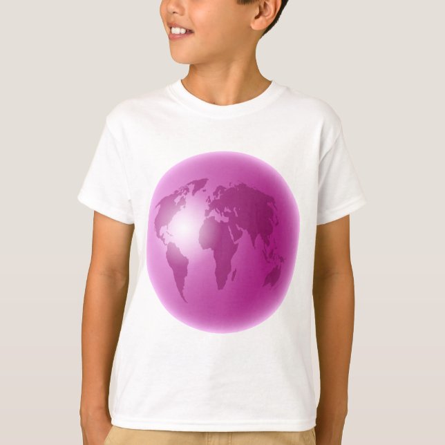 Rosa världsjordklot tee shirt (Framsida)
