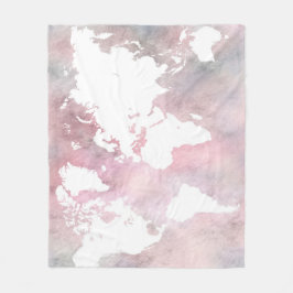 Rosa världskarta 66 fleecefilt