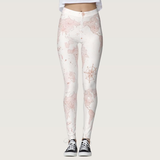 Rosa världskarta leggings (Framsida)