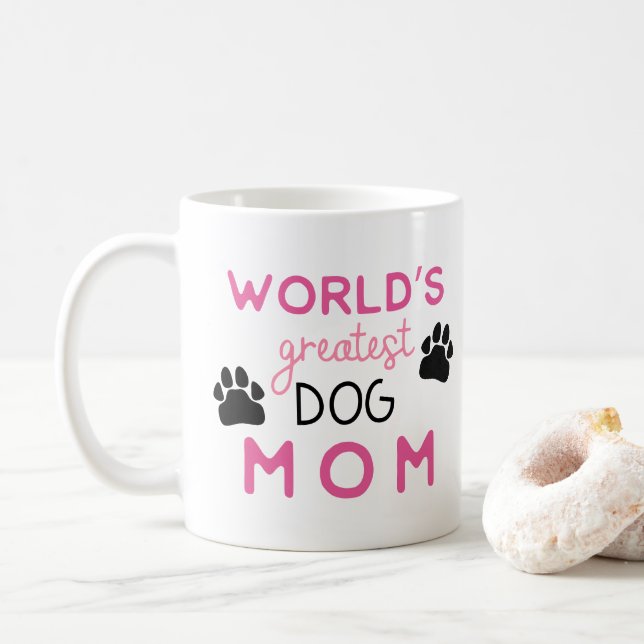 Rosa Världsmästare Hund Mamma med foto Kaffemugg (Med munk)