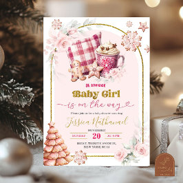Rosa varm choklad flicka baby shower inbjudningar