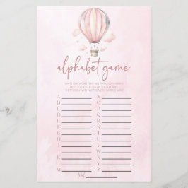 Rosa varmluftsballong Alfabet Baby Shower Spel