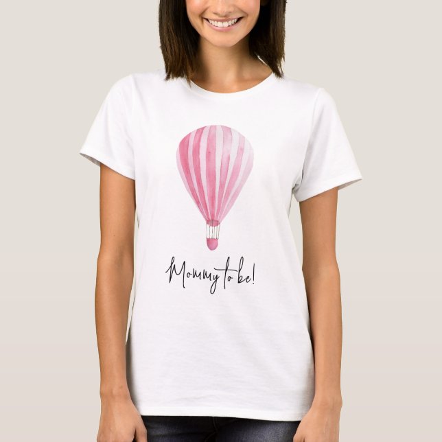 Rosa varmluftsballong Blivande Mamma T Shirt (Framsida)