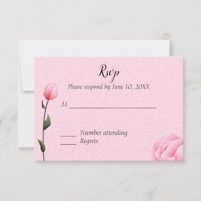 Rosa vårrosblommig bröllopsinbjudan RSVP OSA Kort (Framsida)