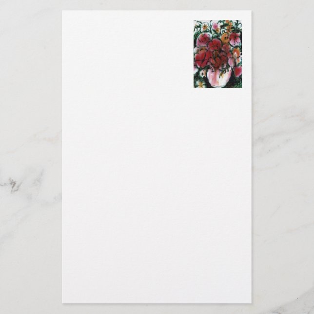 "Rosa Vas" Blommigt Stationery Brevpapper (Framsida)
