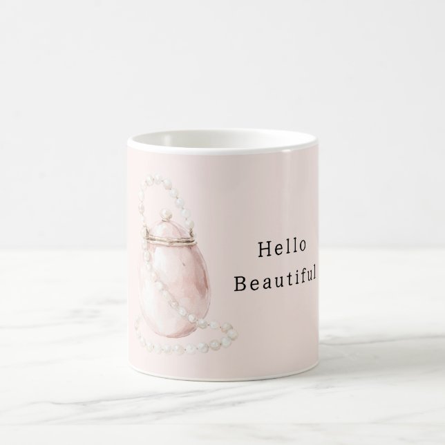Rosa väskpärlor kaffemugg (Center)