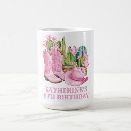 Rosa Väster Cowgirl Cactus Watercolor Birthday Kaffemugg
