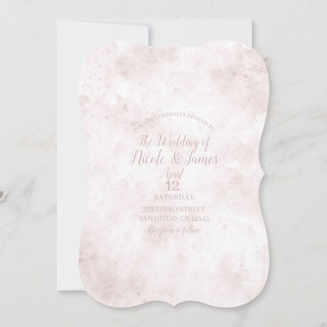  Rosa Vatercolor Stain Modern Glam Bröllop Inbjudningar (Framsida)