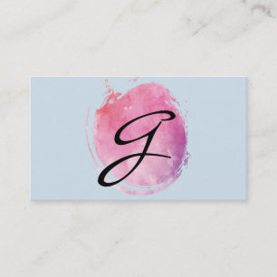 Rosa Vatten Färg Monogram Finare om blått Visitkort