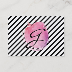 Rosa Vatten Färg Monogram Finare Text Rand Visitkort