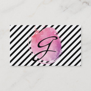 Rosa Vatten Färg Monogram Finare Text Rand Visitkort