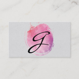 Rosa Vatten Färg Monogram Finare Text Specklad Visitkort