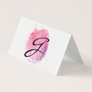 Rosa Vatten Färg Monogram Finare Visitkort