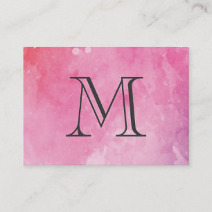 Rosa Vatten Färg Monogram Visitkort
