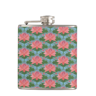 Rosa Vatten Lilies and Dragonflies Hip Flask Fickplunta