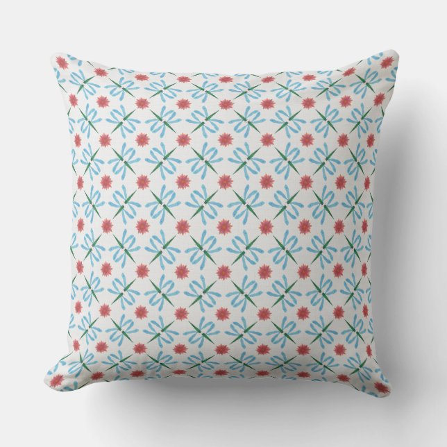 Rosa Vatten Lilies and Dragonflies Pillow, Cushion Kudde (Framsida)