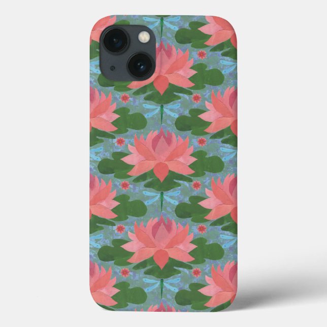 Rosa Vatten Lilies, Dragonflies iPad Case-Mate Fod (Baksida)