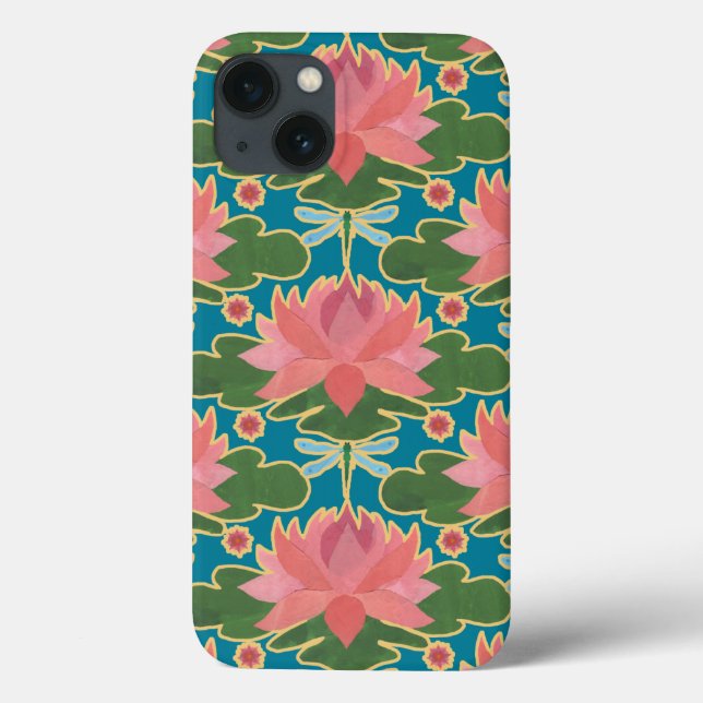 Rosa Vatten Lilies, Dragonflies iPad Case-Mate Fod (Baksida)