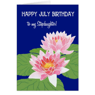 Rosa Vatten Lilies juli Birthday Stepdotter Hälsningskort
