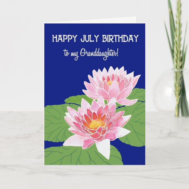 Rosa Vatten Lilies Juli Kort (Framsida)