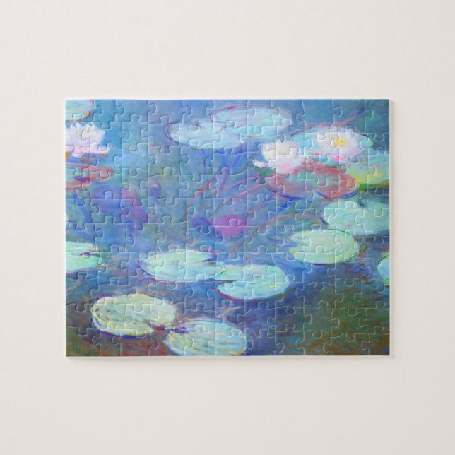 Rosa Vatten Lilies Monet Fine Art Pussel (Horisontell)