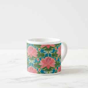 Rosa Vatten Lilies och Dragonflies Espresso Mugg Espressomugg