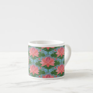 Rosa Vatten Lilies och Dragonflies Espresso Mugg Espressomugg