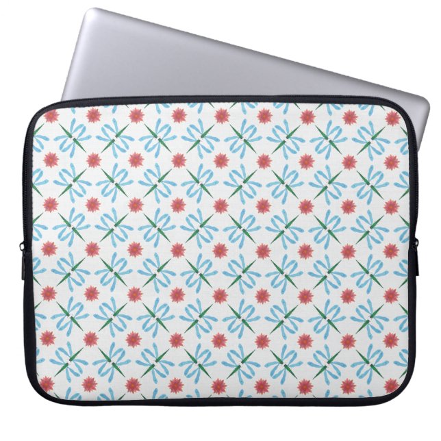 Rosa Vatten Lilies och Dragonflies Laptop sleeve (Framsidan)