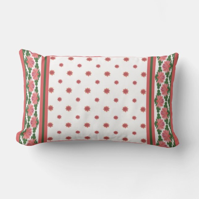 Rosa Vatten Lilies on White Lumbar Pillow, Cushion Lumbarkudde (Framsida)