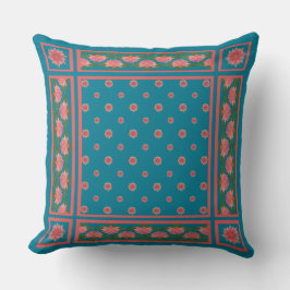 Rosa Vatten Lilies på Deep Blue Pillow eller Cushi Kudde