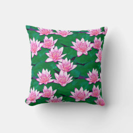 Rosa Vatten Lilies på en damm Kudde