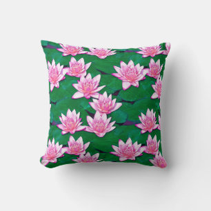 Rosa Vatten Lilies på en damm Kudde
