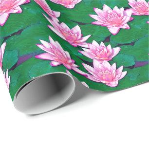 Rosa Vatten Lilies på en damm Presentpapper