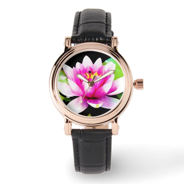 Rosa vatten lily armbandsur (Framsida)
