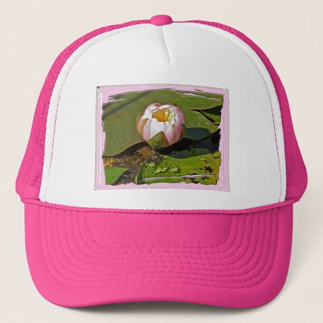 Rosa Vatten-Lily Bud Hat Truckerkeps (Framsida)