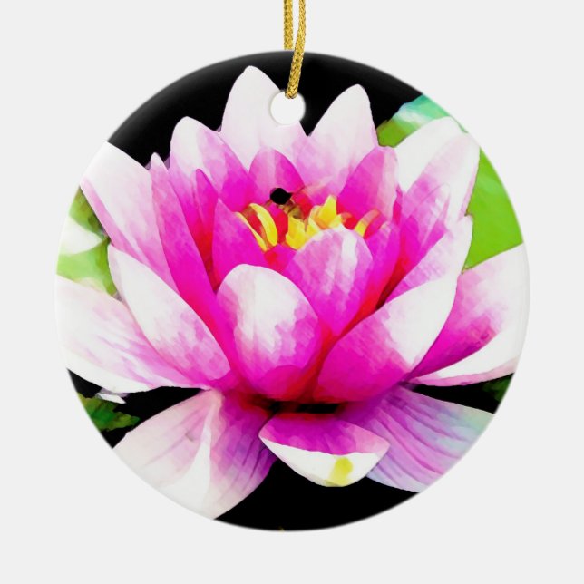 Rosa vatten lily julgransprydnad keramik (Framsidan)