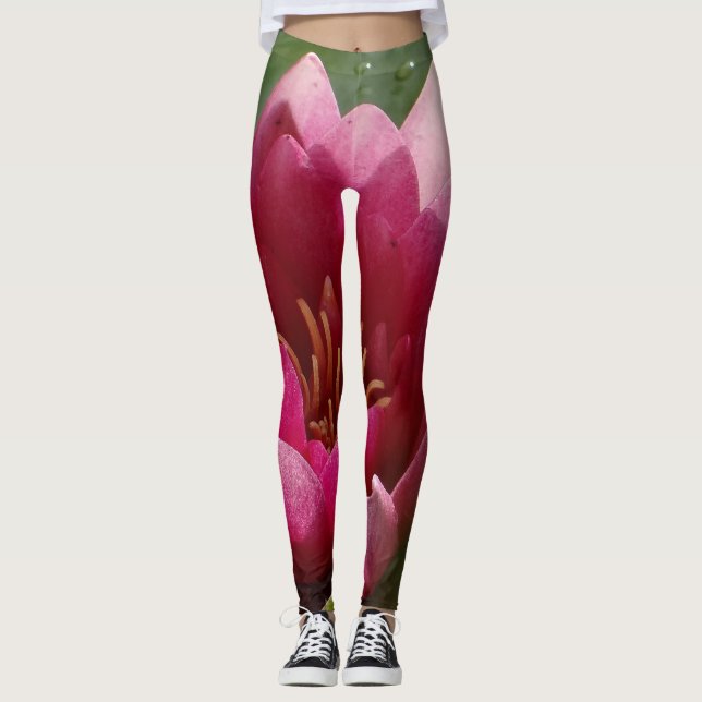 Rosa vatten lily leggings (Framsida)