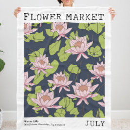 Rosa Vatten Lily Lotus juli Flower Market Fleecefilt
