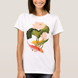 Rosa Vatten Lily och Koi T Shirt