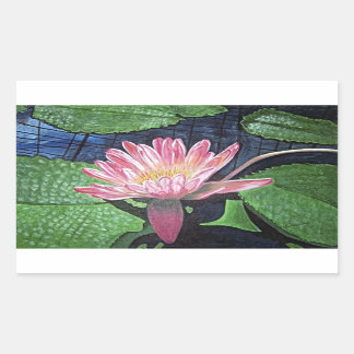 Rosa Vatten Lily Painting Rectangle Sticker Rektangulärt Klistermärke