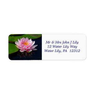 Rosa Vatten Lily Return-adressetikett Returadress Etikett