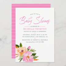 Rosa vattencolor wildblomma Baby Shower