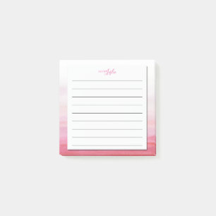 Rosa Vattenfärg A Anteckning från Monogram-Anteckn Post-it Block