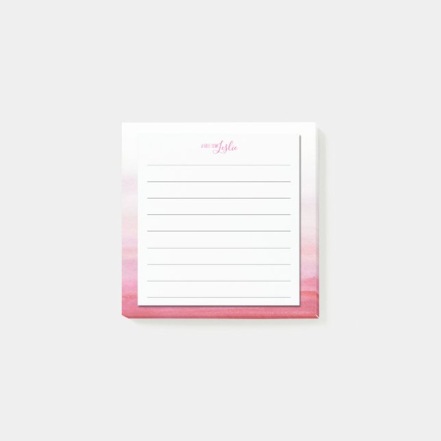 Rosa Vattenfärg A Anteckning från Monogram-Anteckn Post-it Block (Framsida)