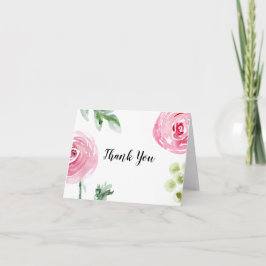 Rosa Vattenfärg Blanka tackkort Kort