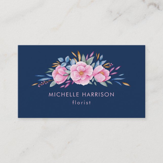  Rosa,  vattenfärg, Blommigt, vattenfärg Visitkort (Framsida)
