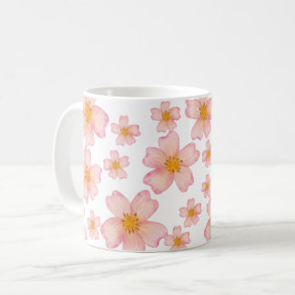 Rosa vattenfärg blommönster kaffemugg