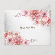 Rosa vattenfärg blommor Blank glimmer Modern