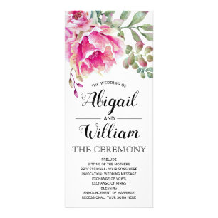 Rosa vattenfärg blommor blommande bröllopsprogram reklamkort